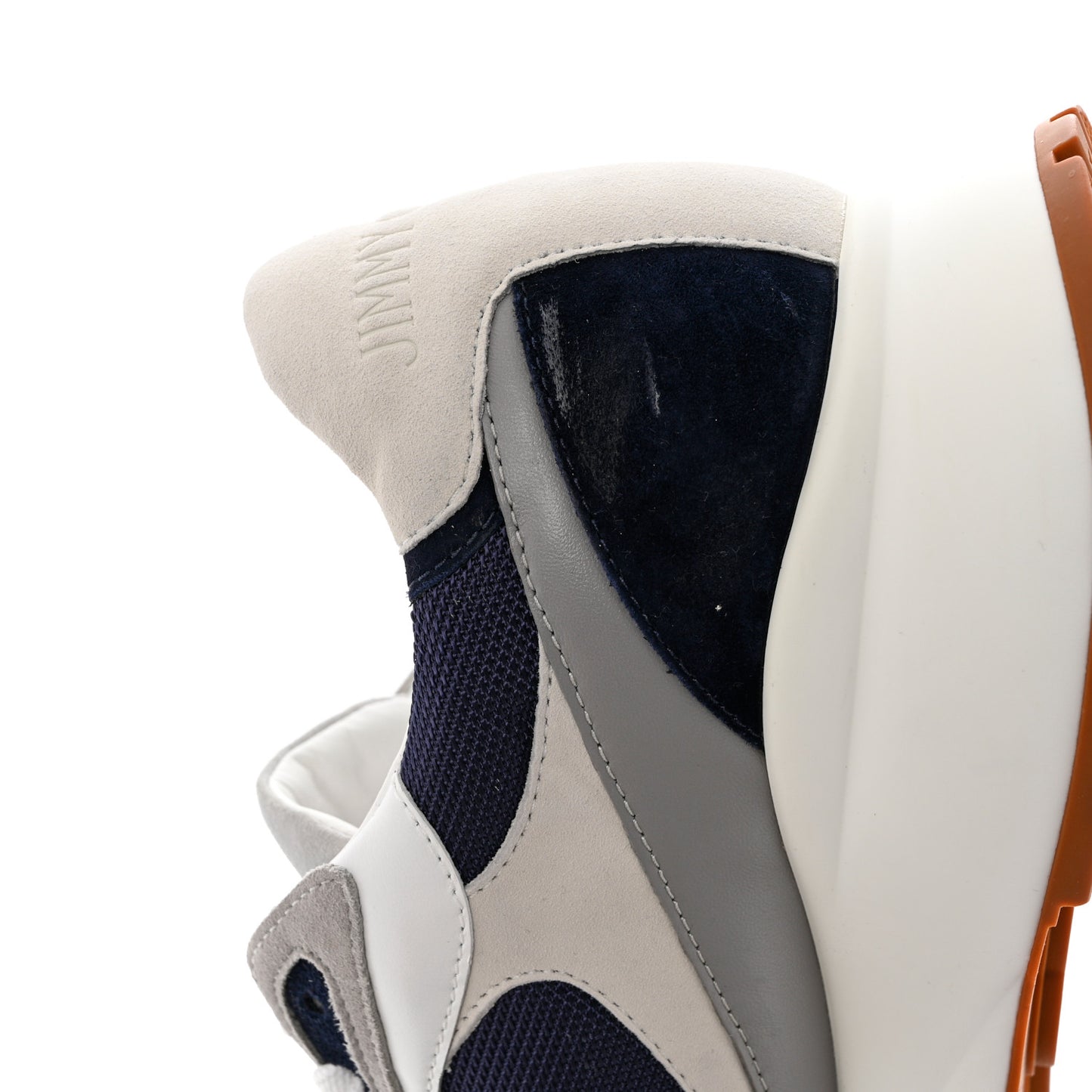 Calfskin Neoprene Mens Raine Sneakers 43 Navy Grey White