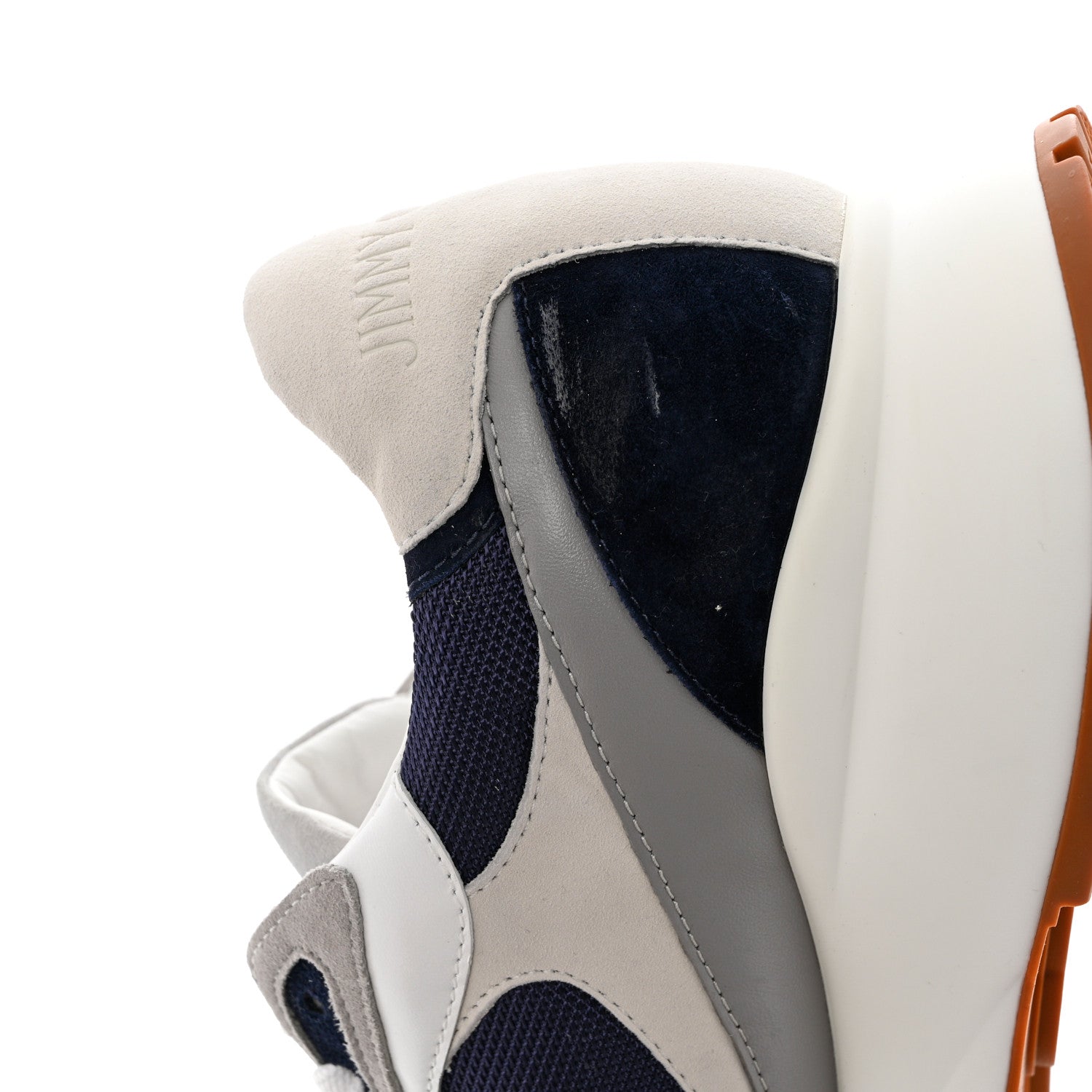 Jimmy Choo Calfskin Neoprene Mens Raine Sneakers 43 Navy Grey White 10 of 12