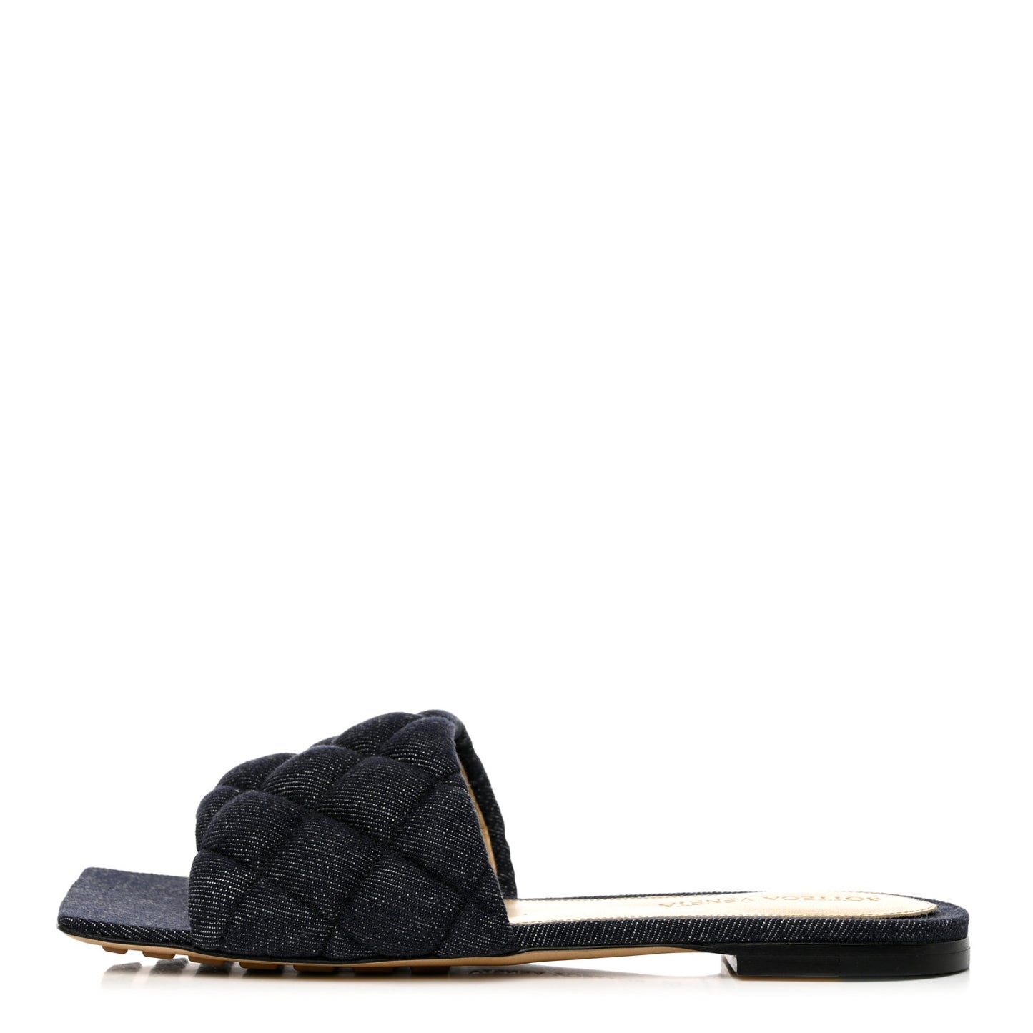 Denim Matelasse Padded Flat Sandals 35 Indigo
