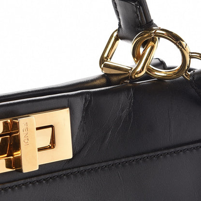 Fendi Vitello Morgan Shiny Nappa Medium Peekaboo Iconic Satchel Black 10 of 10