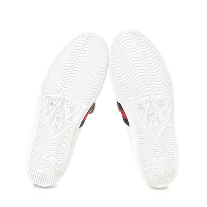 Gucci Calfskin Ayers Web Blind for Love Embroidered Womens Ace Sneakers 38.5 White 7 of 8
