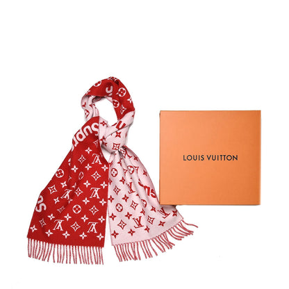 Louis Vuitton X SUPREME Cashmere Wool Monogram Scarf Red 6 of 6