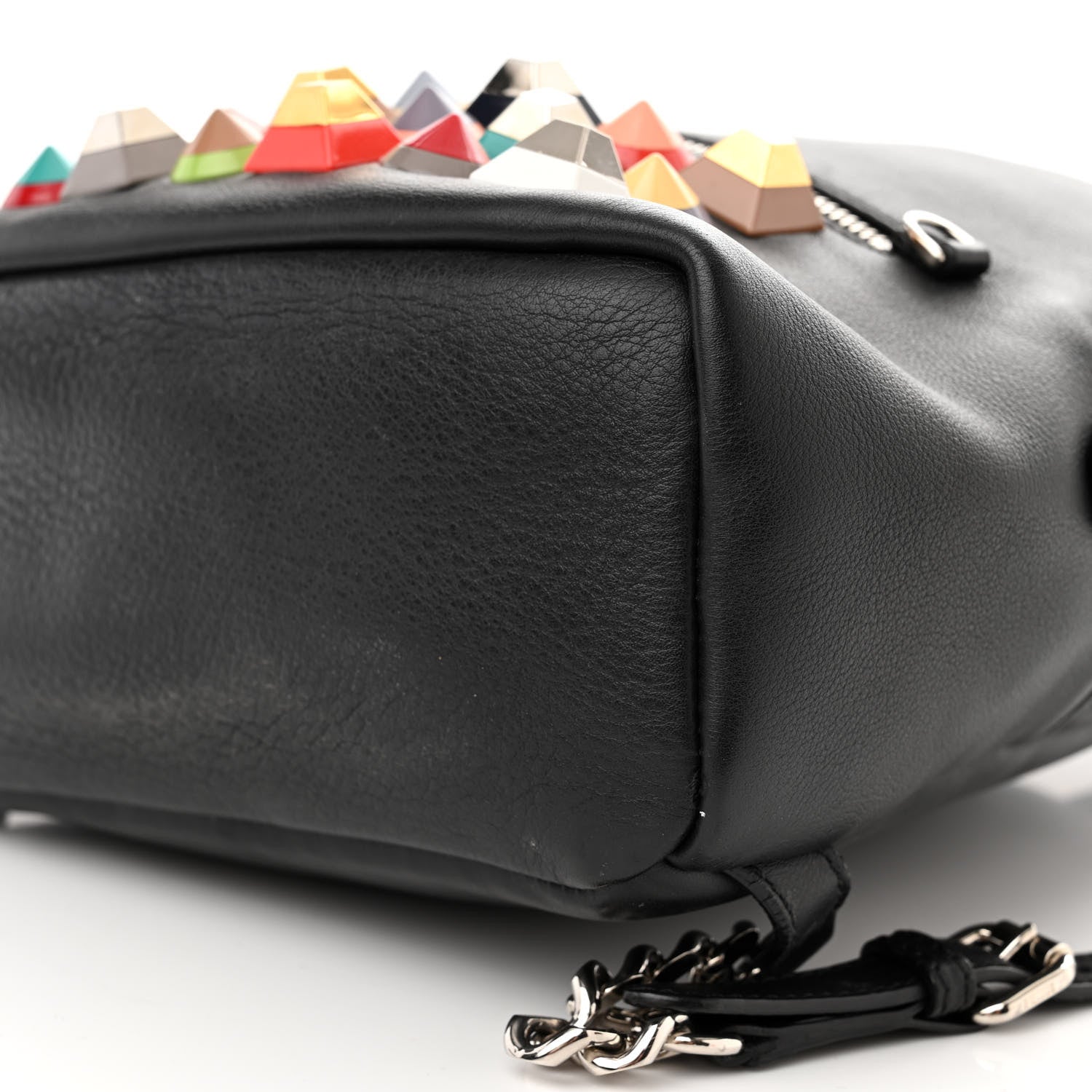 Fendi Vitello Dolce Studded Mini Backpack Black Multicolor 9 of 13