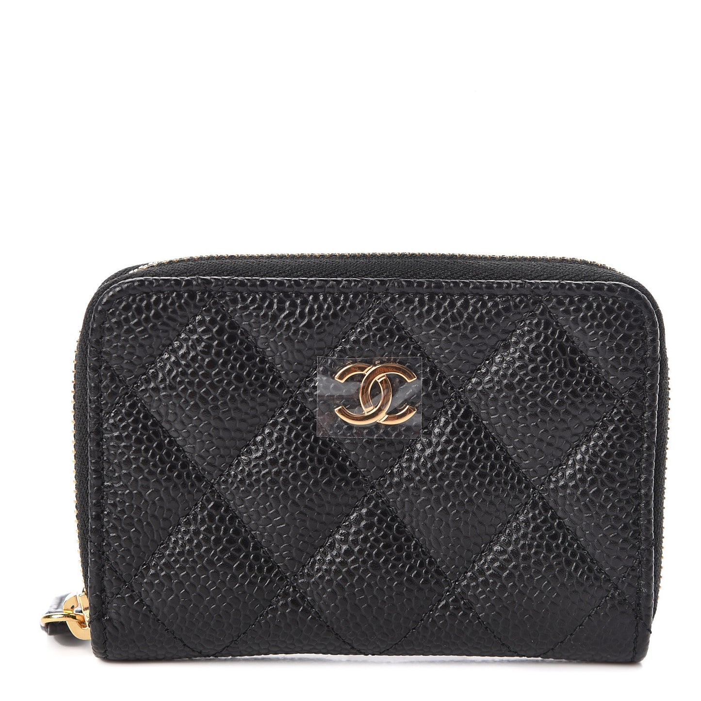 Caviar Quilted Zip Coin Purse Black