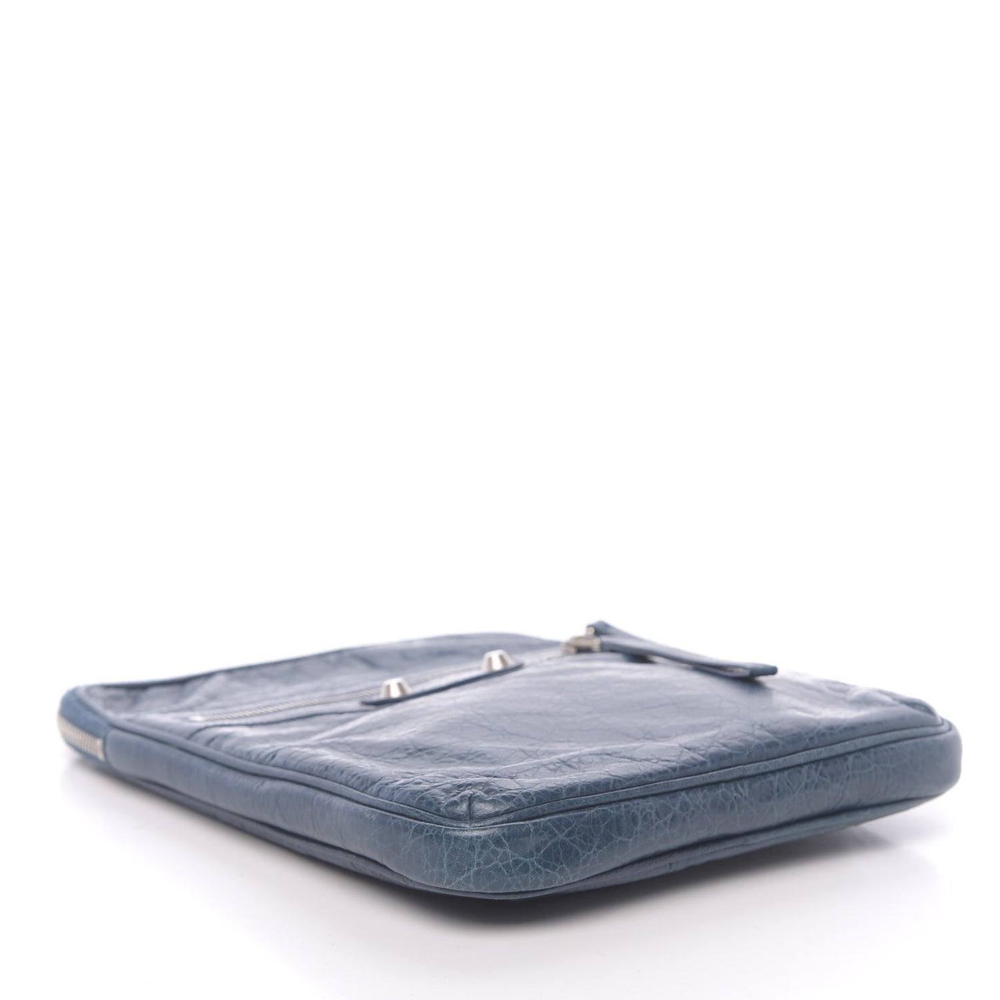 Agneau Arena Classic Silver Hardware Porte iPad Case Bleu Mineral