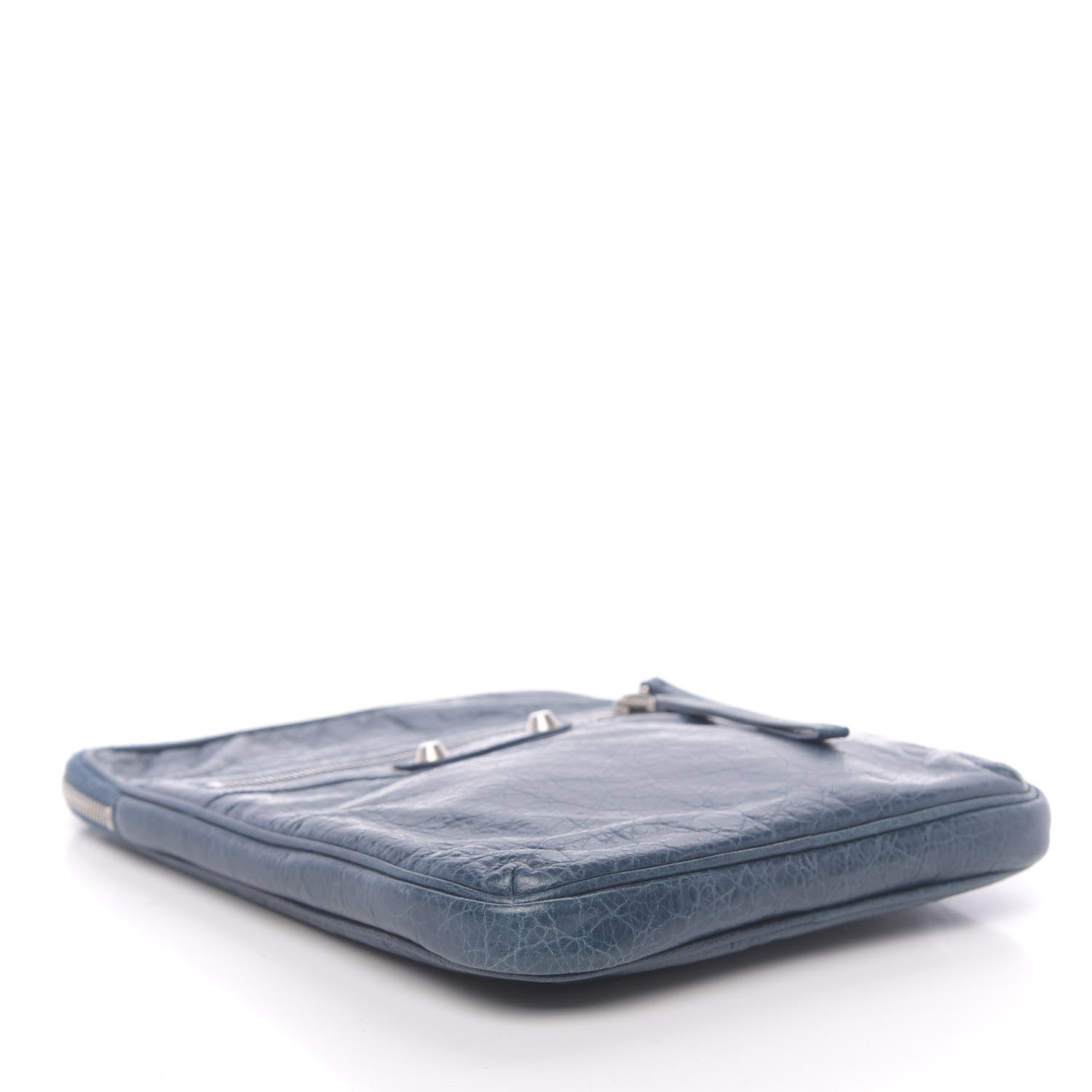 Balenciaga Agneau Arena Classic Silver Hardware Porte iPad Case Bleu Mineral 4 of 11