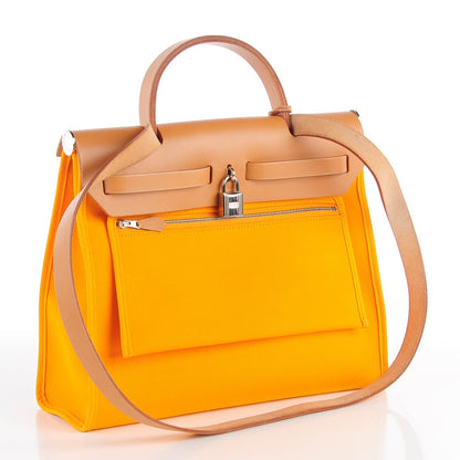 Hermes Toile Herbag Zip 31 PM Jaune d'Or 9 of 15