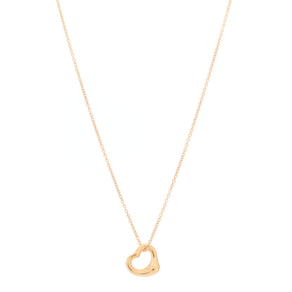 Tiffany 18K Rose Gold 11mm Elsa Peretti Open Heart Pendant Necklace 1 of 6