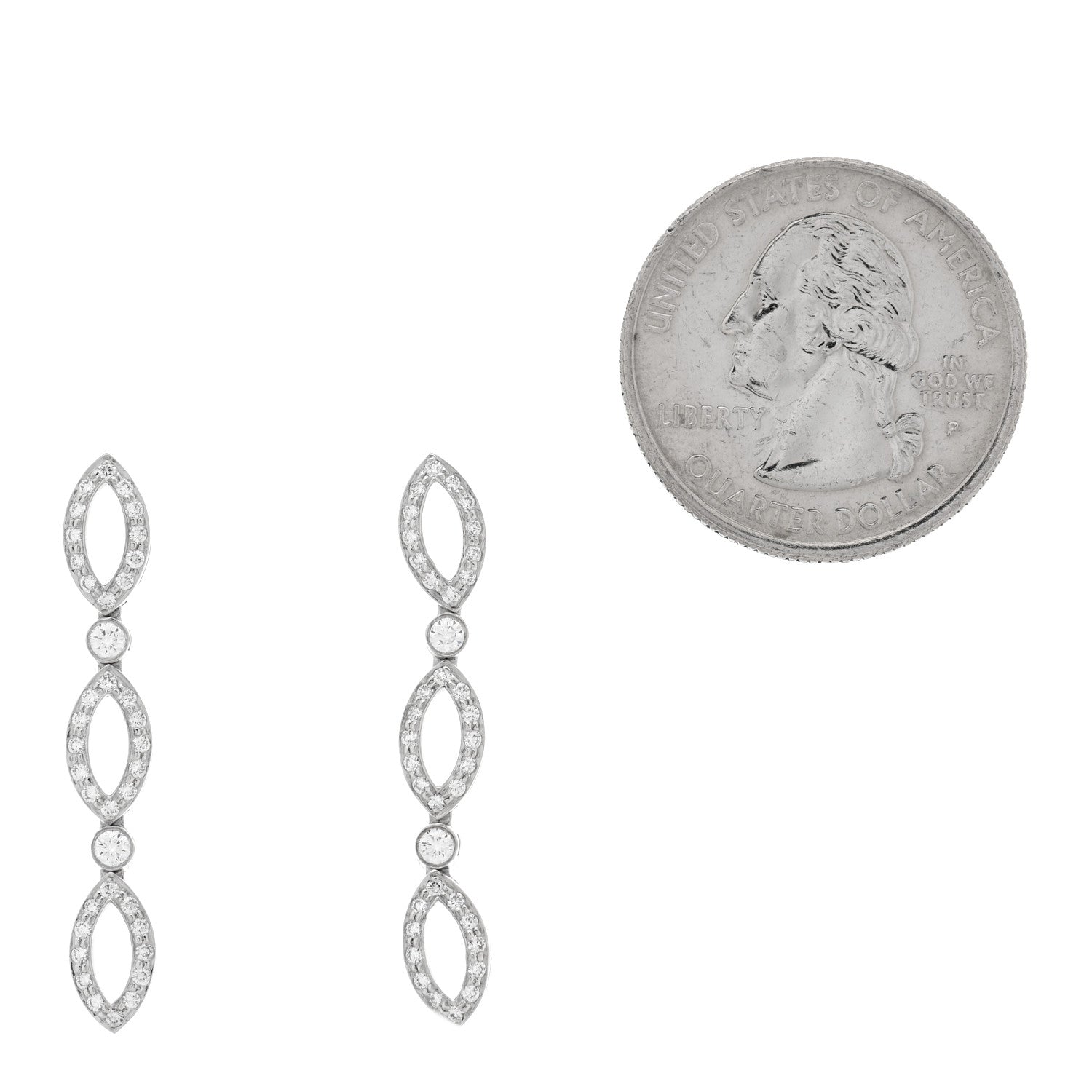 Tiffany Platinum Diamond Marquise Drop Earrings 2 of 5