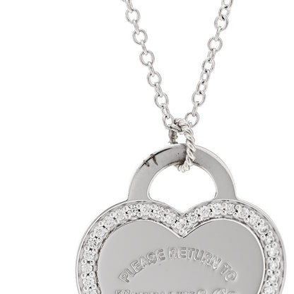 Tiffany 18K White Gold Diamond Return To Tiffany Heart Tag Pendant Necklace 7 of 8