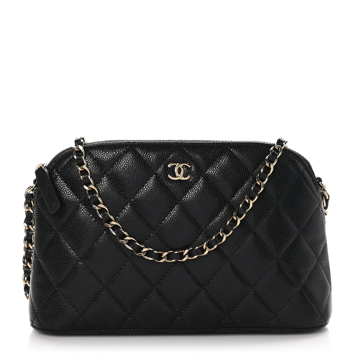 Caviar Quilted Classic Clutch with Chain Black