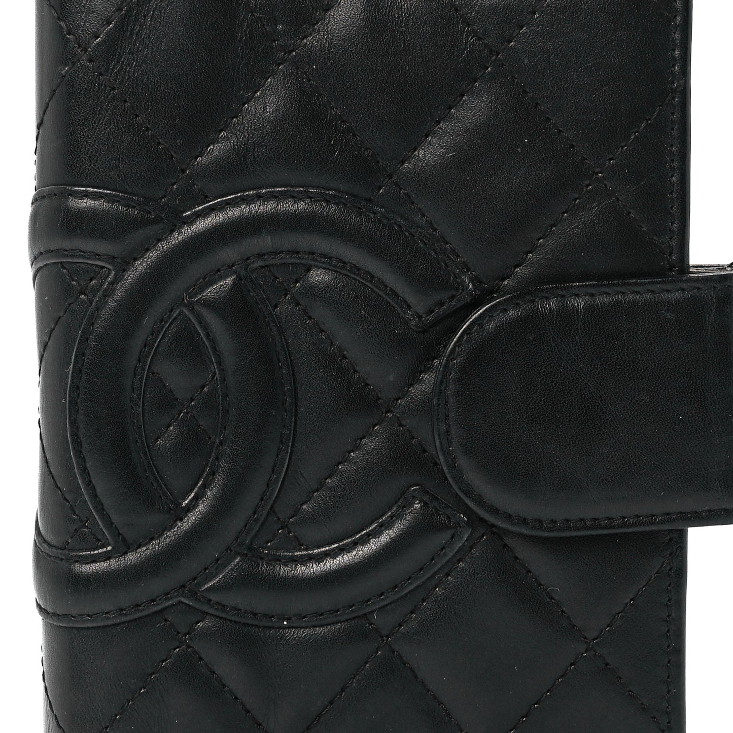 Calfskin Quilted Small Cambon Agenda Planner Black