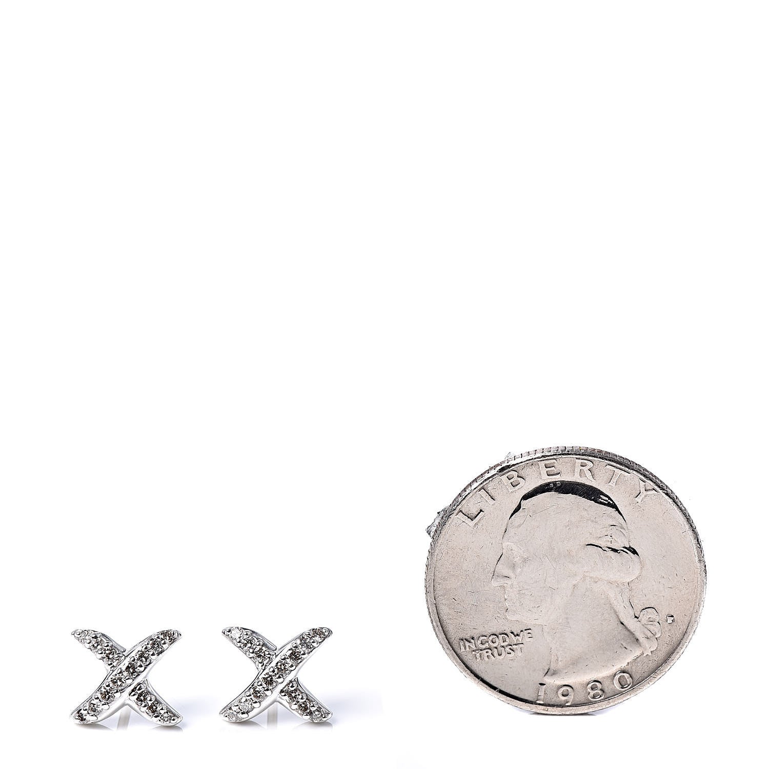 David Yurman Sterling Silver 18K Yellow Gold Diamond X Stud Earrings 2 of 4