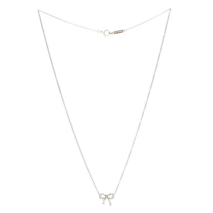 Tiffany 18K Yellow Gold Diamond Bow Pendant Necklace 4 of 8