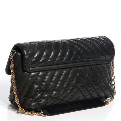 Chanel Iridescent Calfskin Surpique Chevron Large Flap Black 3 of 8