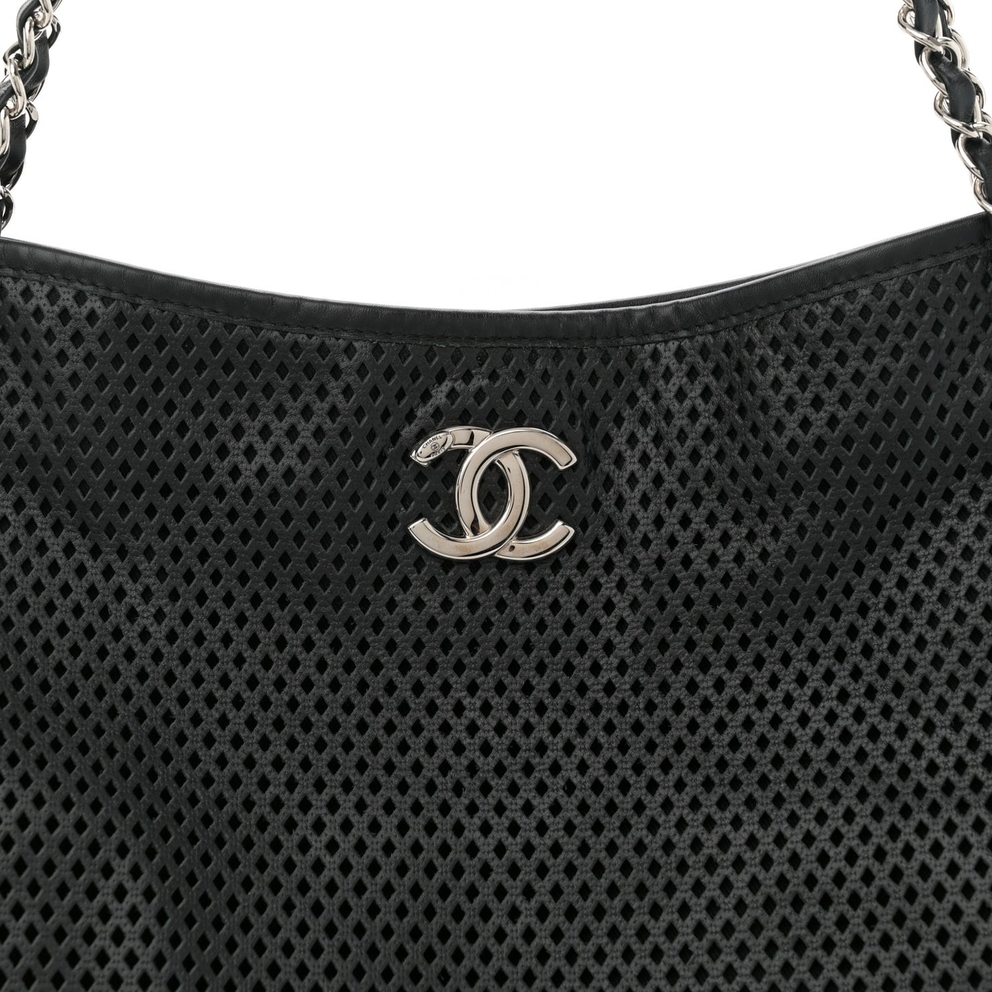 Calfskin Perforated Up In The Air Tote Black