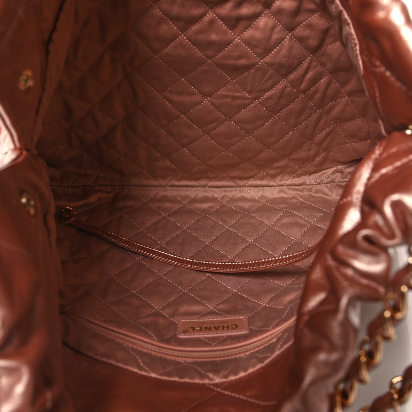 Metallic Calfskin Quilted Chanel 22 Copper