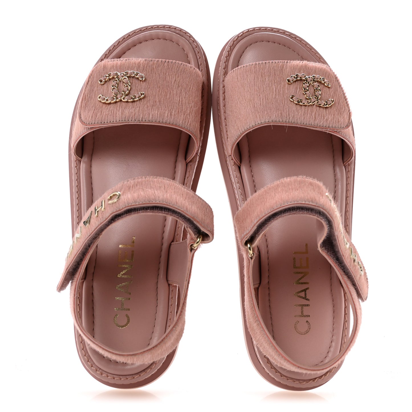Calfskin Hair Suede Shearling Dad Sandals 40 Light Pink