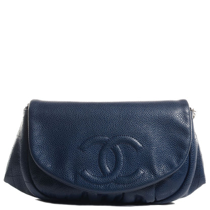 Chanel Caviar Half Moon Wallet On Chain WOC Navy Blue 1 of 9