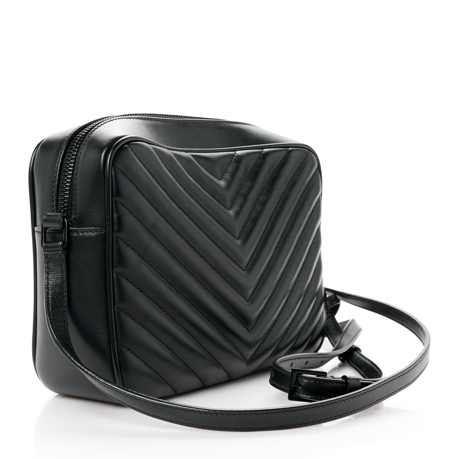 Saint Laurent Calfskin Matelasse Monogram Monochrome Lou Camera Bag Black 3 of 10