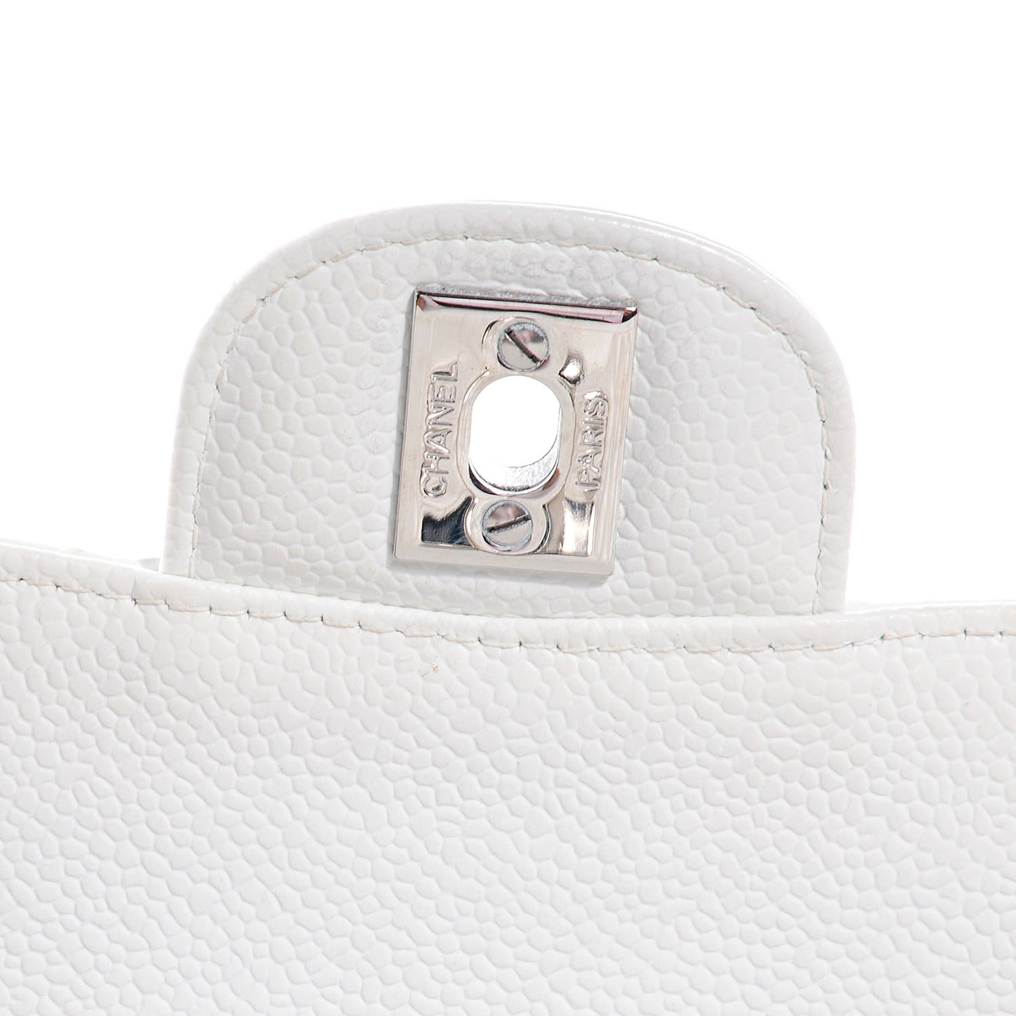 Caviar Quilted Medium Double Flap White