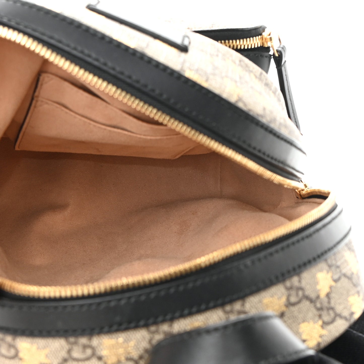 GG Supreme Monogram Bees Print Small Day Backpack Beige Oro Black