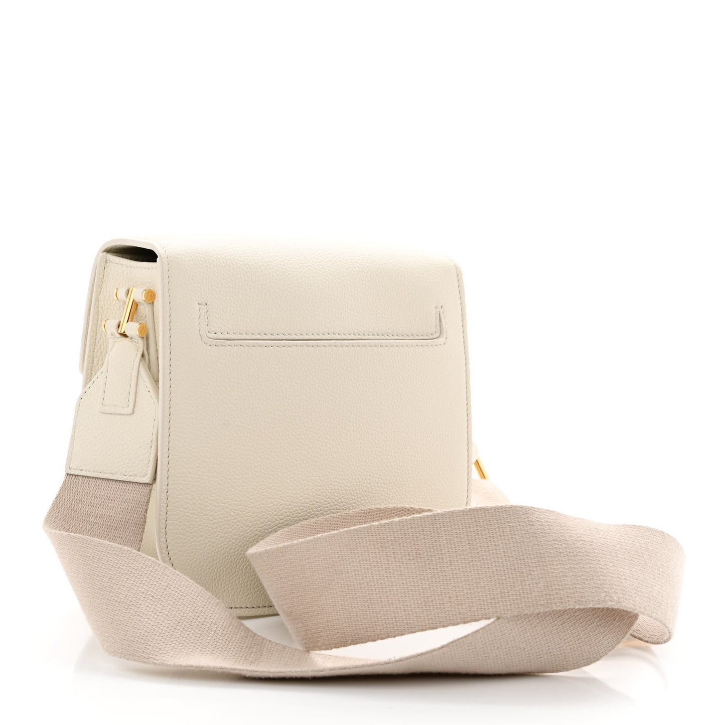 Grained Calfskin T Clasp Tara Crossbody Bag White