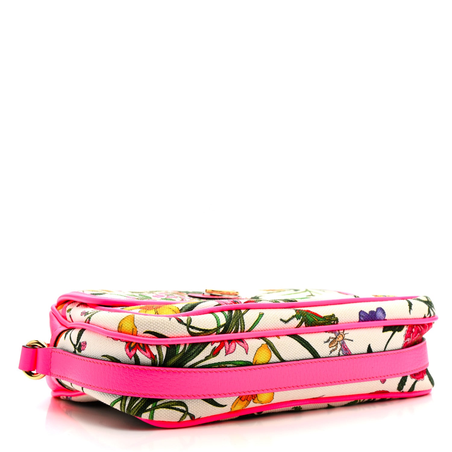 Gucci Canvas Flora Floral Shoulder Bag White Fuchsia Fluo 11 of 46