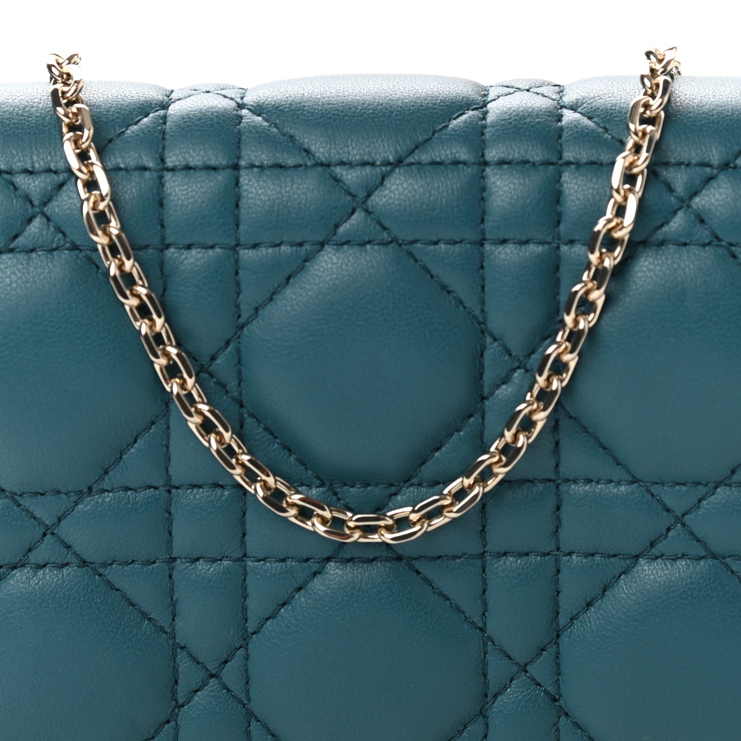 Lambskin Cannage Mini Waist Pouch on Chain Deep Ocean