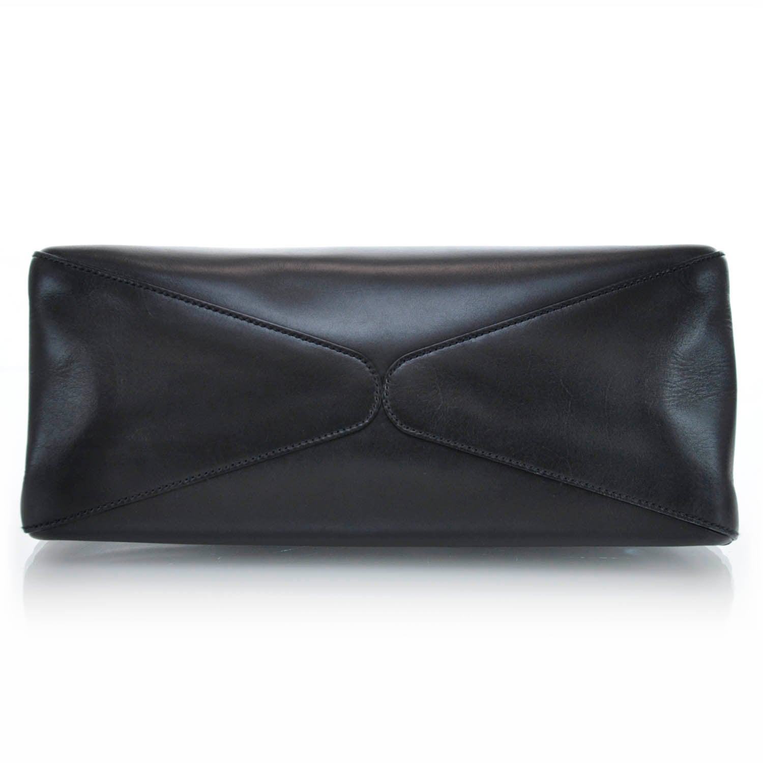 Gucci Leather Whipstitch Wooden Handle Shoulder Bag Black 5 of 9