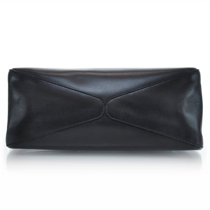 Gucci Leather Whipstitch Wooden Handle Shoulder Bag Black 5 of 9