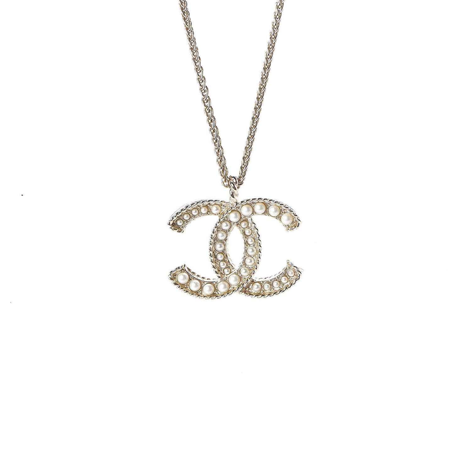 Pearl CC Pendant Necklace Gold