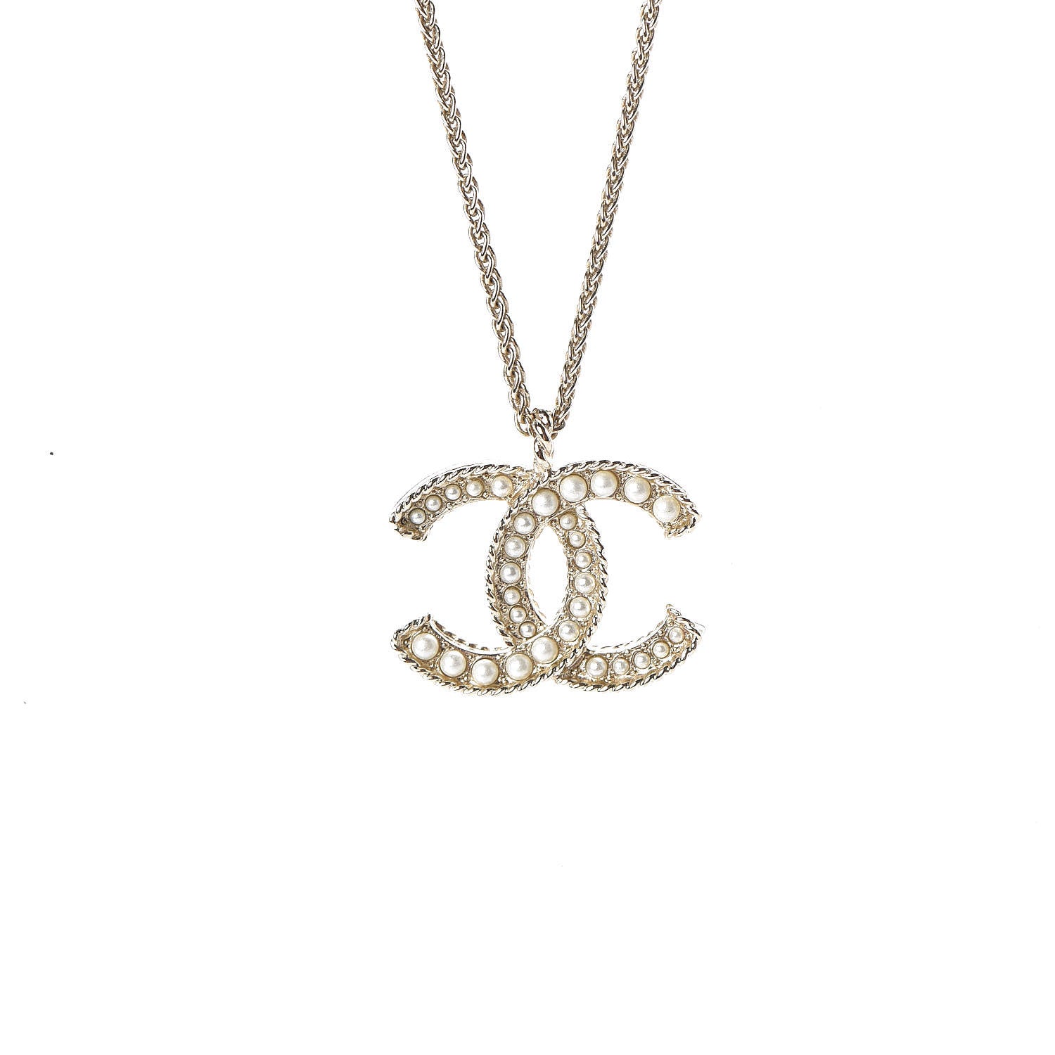Chanel Pearl CC Pendant Necklace Gold 4 of 6