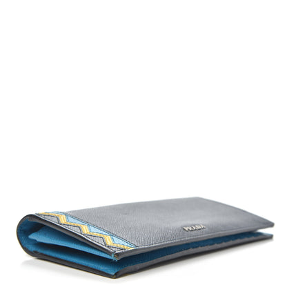 Prada Saffiano Greche Long Wallet Baltico Soleil 4 of 11