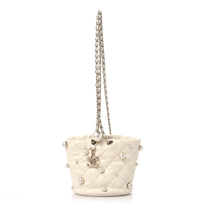 Chanel Lambskin Quilted Pearl Mini About Pearls Drawstring Bag White 1 of 11