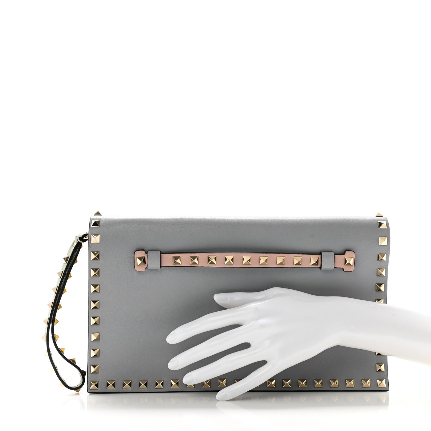 Nappa Watercolor Rockstud Wristlet Clutch Rose Green Yellow Sky