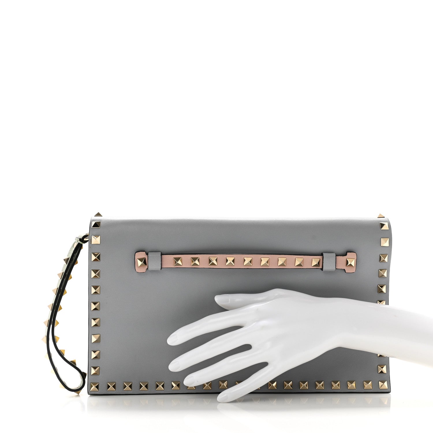 Valentino Garavani Nappa Watercolor Rockstud Wristlet Clutch Rose Green Yellow Sky 2 of 13