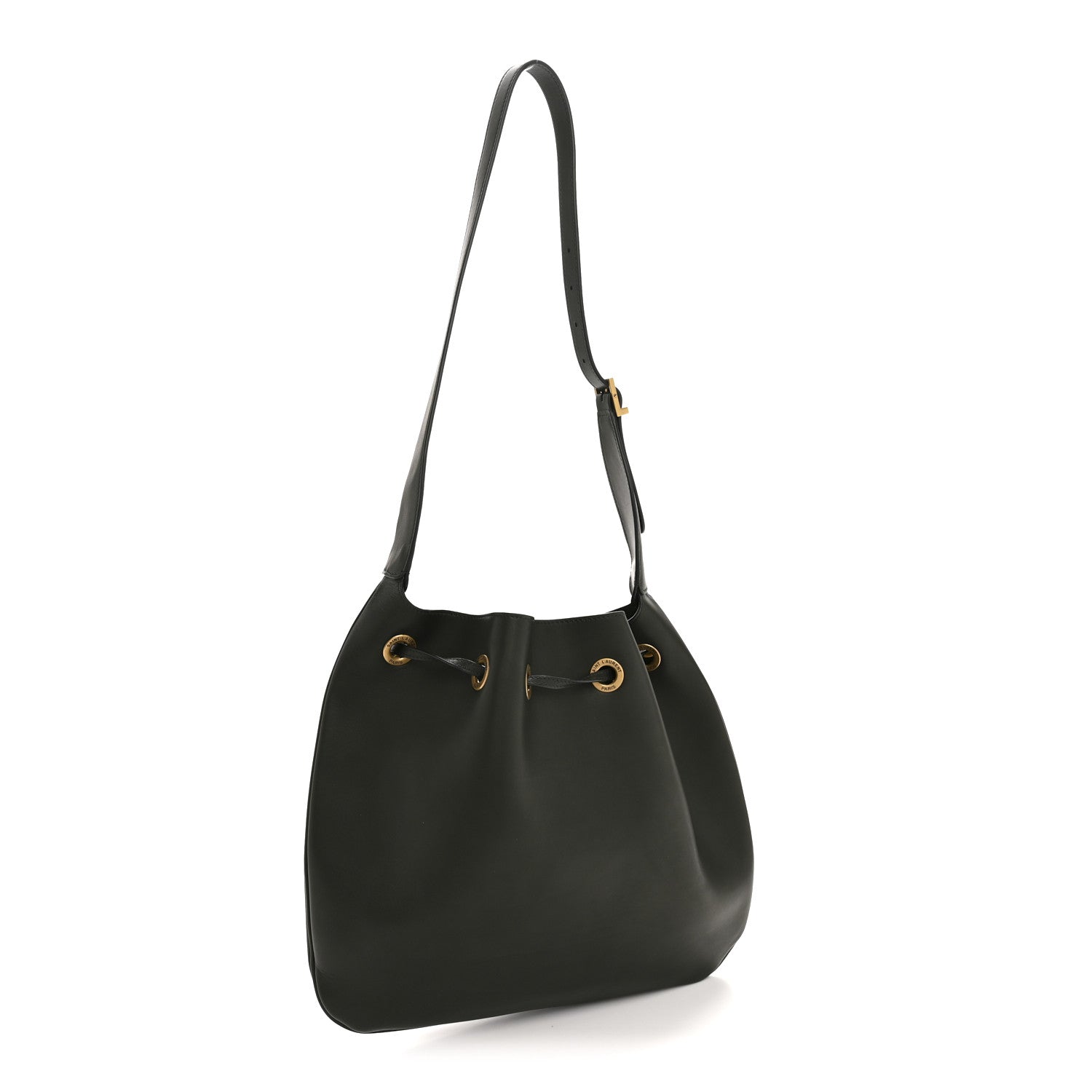 Saint Laurent Calfskin Medium Paris VII Flat Hobo New Vert Fonce 4 of 14