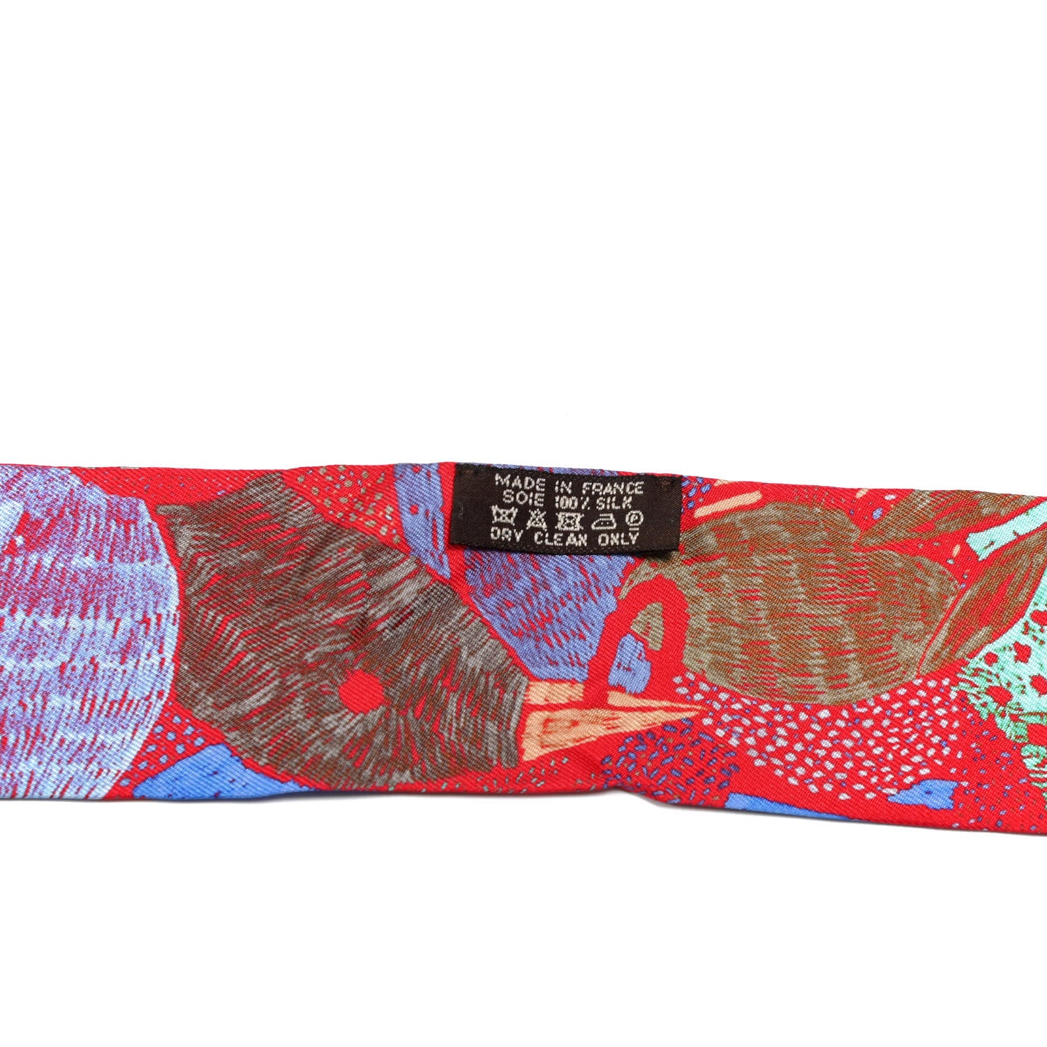 Hermes Silk Chacun Fait Son Nid Twilly Rouge Bleu Violet 2 of 4