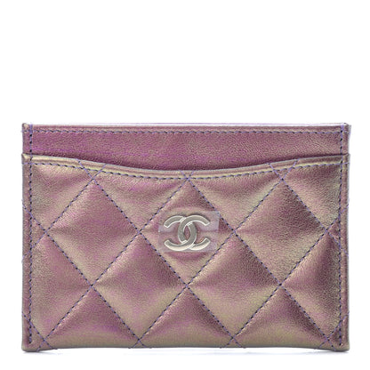 Chanel Iridescent Lambskin Quilted Card Holder Purple 1 of 8
