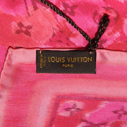 Louis Vuitton Silk Monogram Ikat Summer Square Scarf Rose Indien 4 of 5
