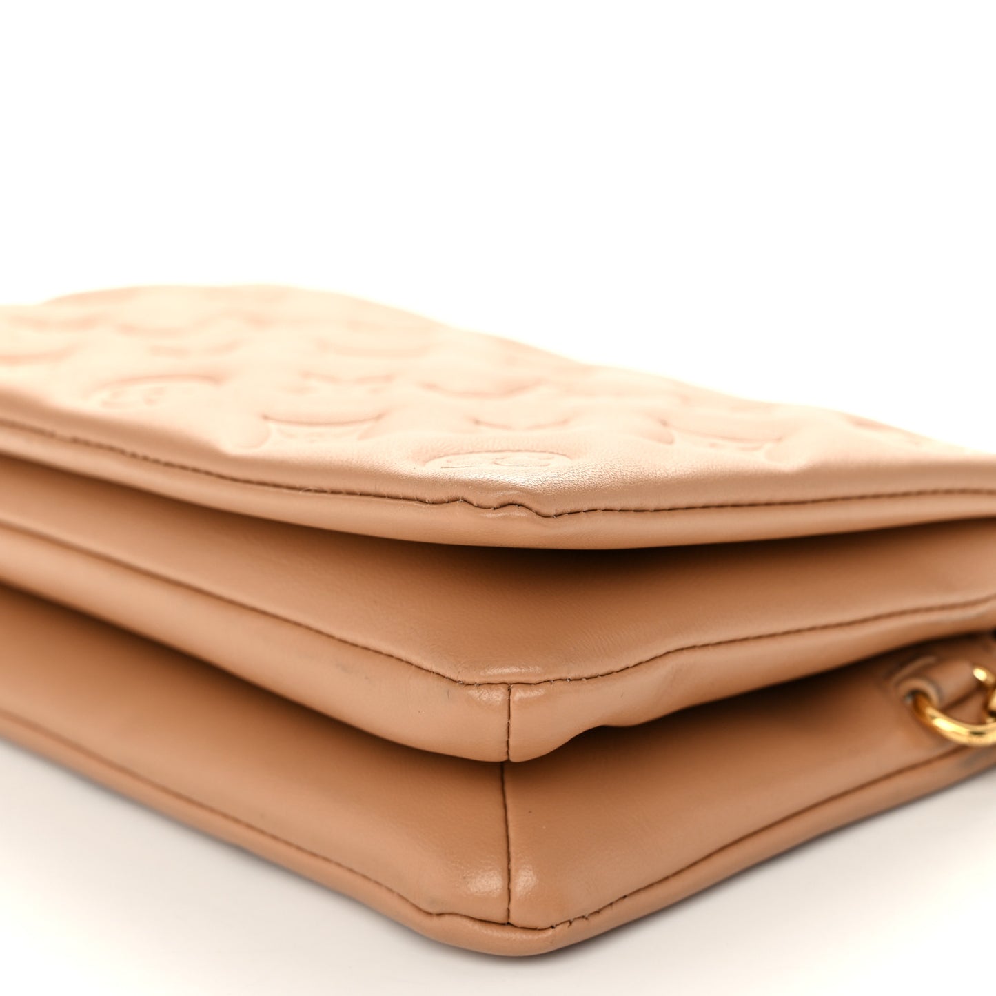 Lambskin Embossed Monogram Pochette Coussin Camel