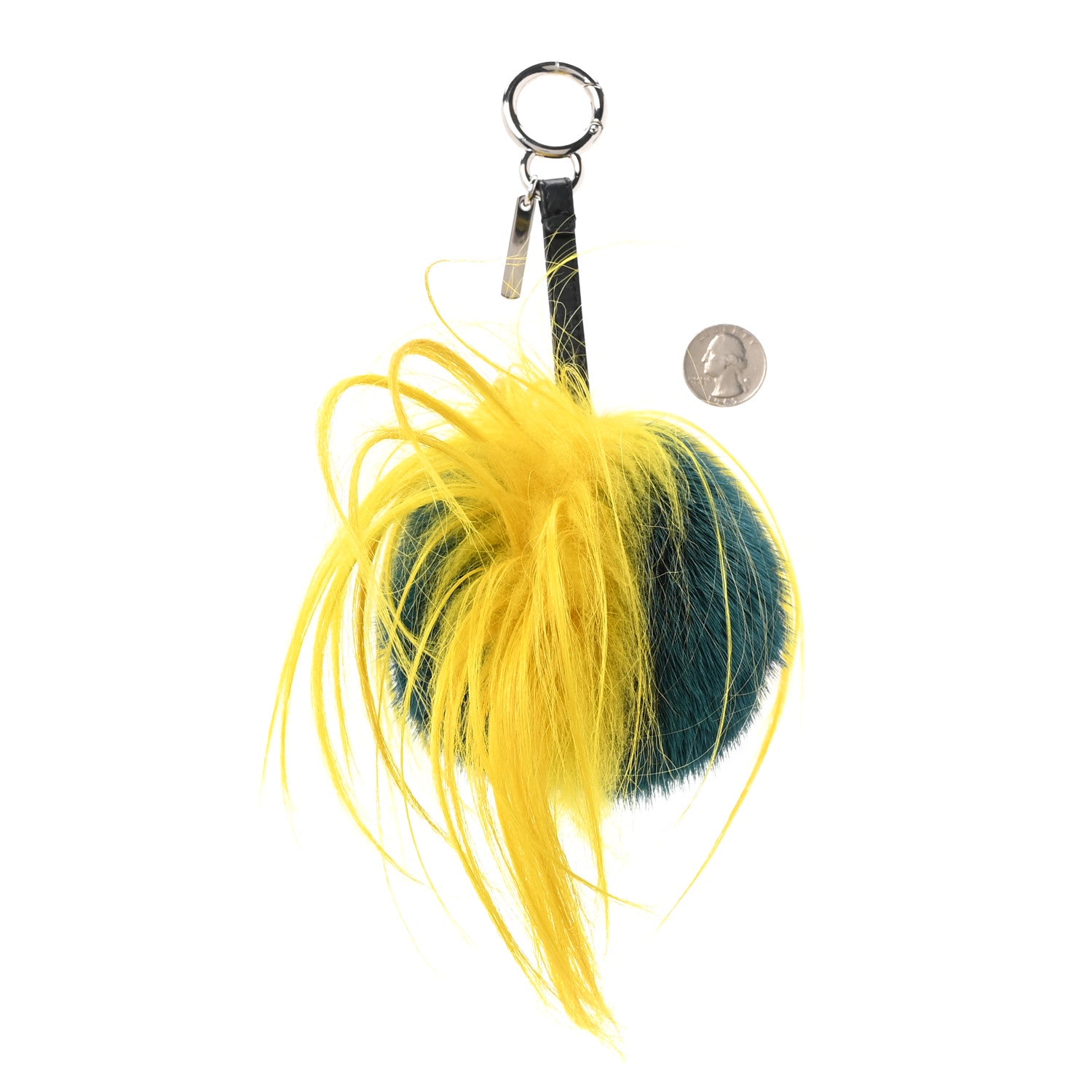 Fendi Mink Goat Fur QuTweet Jungle Bag Bug Charm Green Yellow Pink
