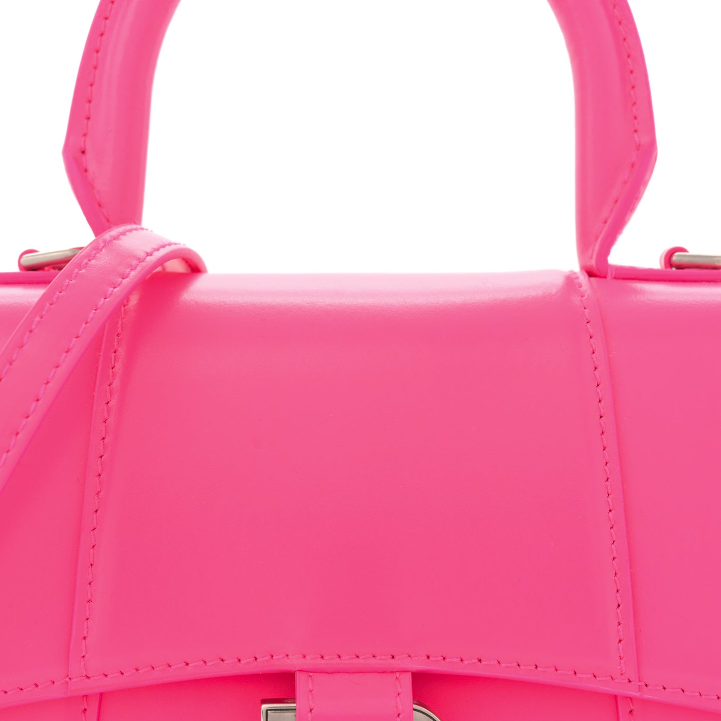 Shiny Box Calfskin Hourglass Top Handle Bag XS Hot Pink