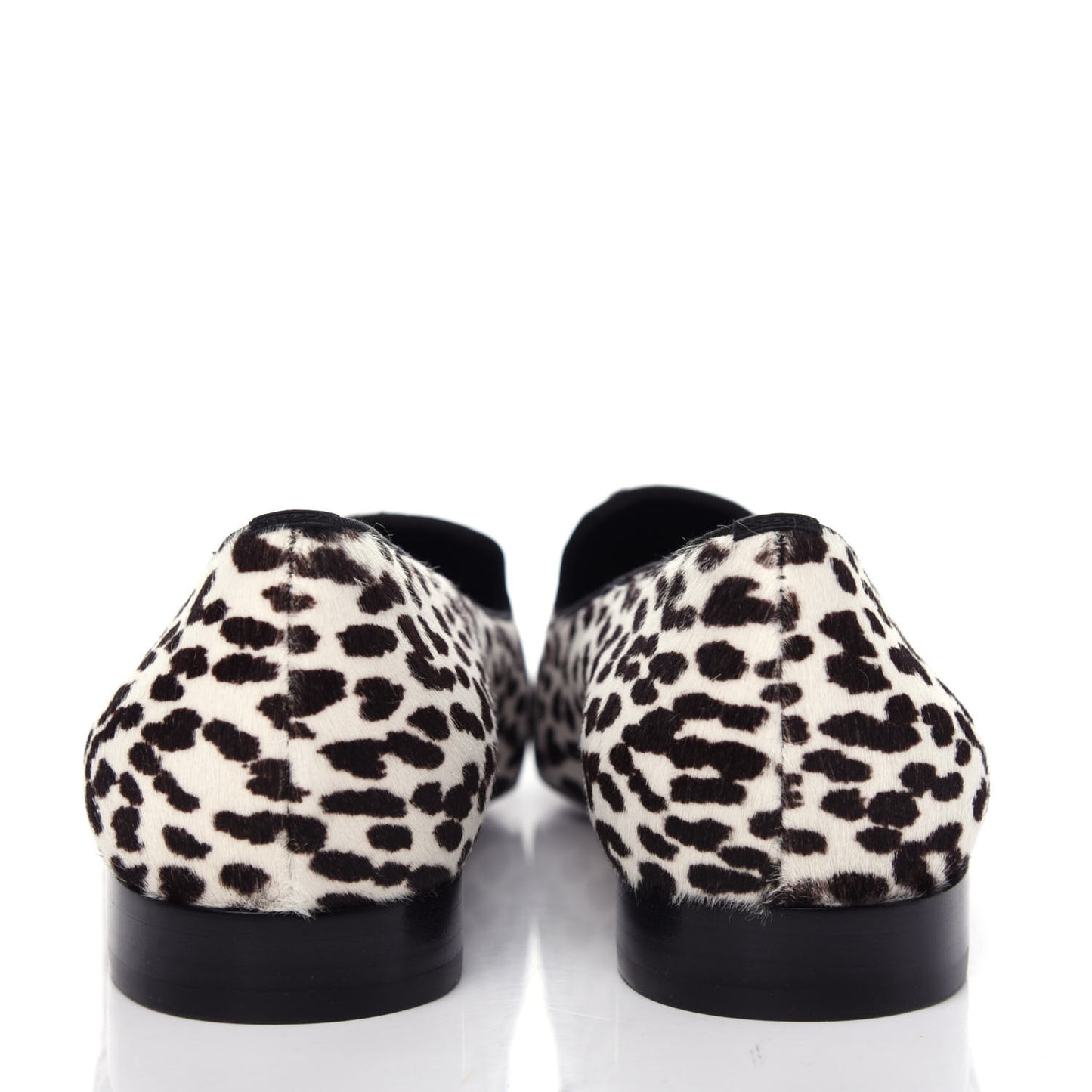 Calfskin Calf Hair Corda Snow Leopard Slipper 38 Black White