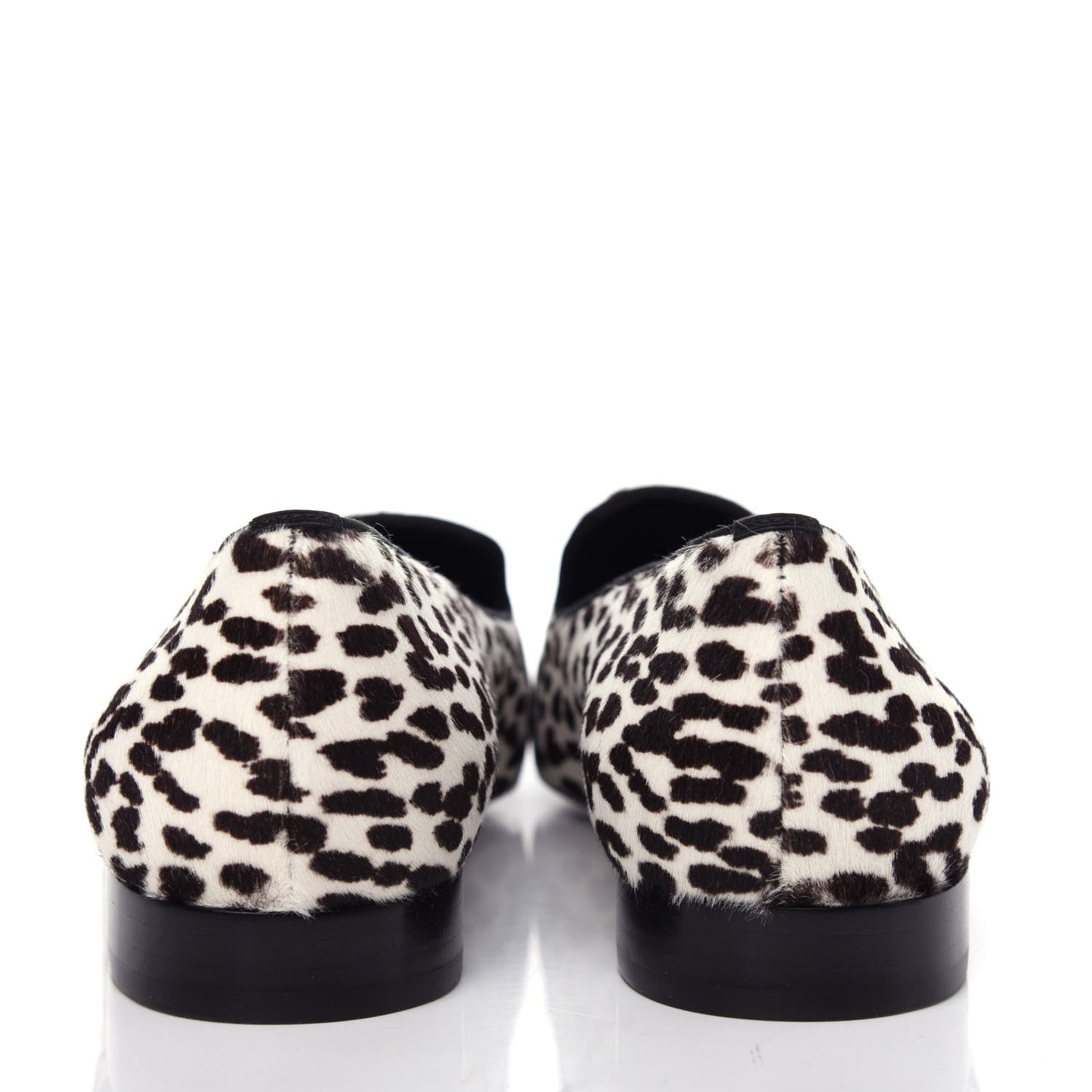 Saint Laurent Calfskin Calf Hair Corda Snow Leopard Slipper 38 Black White 7 of 11