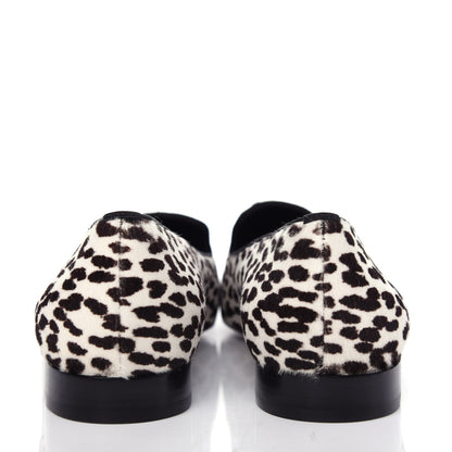 Saint Laurent Calfskin Calf Hair Corda Snow Leopard Slipper 38 Black White 7 of 11