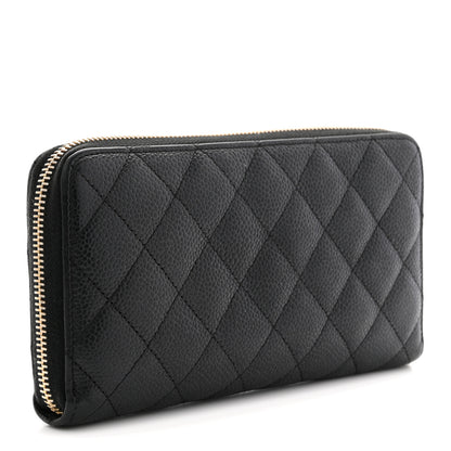 Chanel Caviar Quilted Large Gusset Zip Around Wallet Black 3 of 8