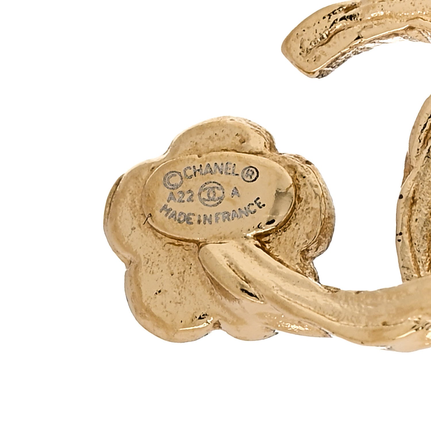 Chanel Metal Camellia CC Earrings Gold 4 of 4