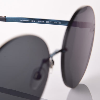 Chanel Mirrored Round Sunglasses 4216 Blue 5 of 8